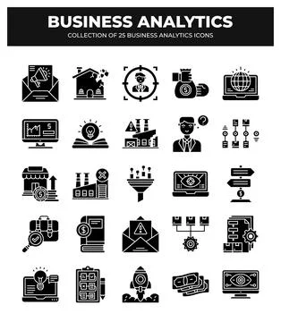 Collection of Business Analytics Icons. Data Analysis. Marketing. Finance. .. 스톡 일러스트
