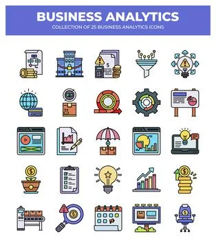 Collection of Business Analytics Icons. Data Analysis. Marketing. Finance. .. イラスト素材
