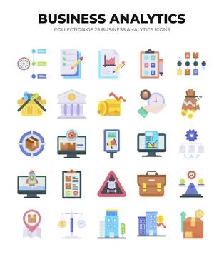 Collection of Business Analytics Icons. Data Analysis. Financial Reports. a.. Illustrazione stock