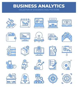 Collection of Business Analytics Icons. Data Analysis. Financial Reports. a.. Stock Illustration