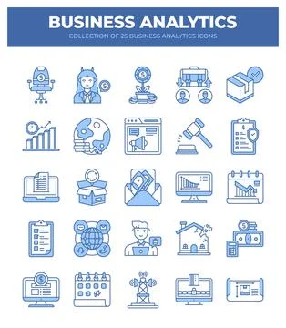 Collection of Business Analytics Icons. Data Analysis. Financial Reports. a.. Stock Illustration