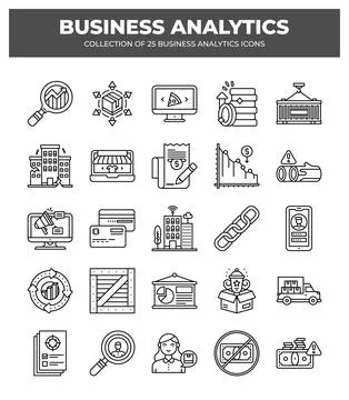 Collection of Business Analytics Icons. Data Analysis. Marketing. Finance. .. Stock Illustration