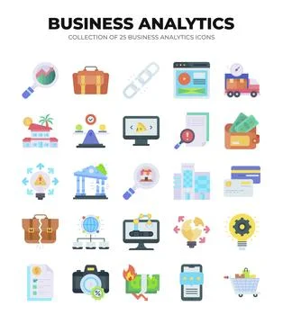 Collection of Business Analytics Icons. Data Analysis. Financial Reports. a.. Illustrazione stock