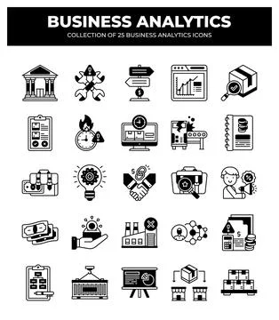 Collection of Business Analytics Icons. Data Analysis. Financial Reports. a.. Stock Illustration