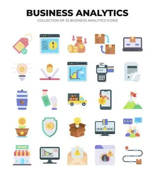 Collection of Business Analytics Icons. Data Analysis. Financial Reports. a.. Stock Illustration