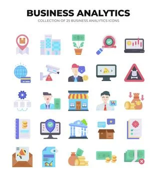 Collection of Business Analytics Icons. Data Analysis. Financial Reports. a.. Illustrazione stock