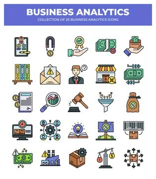 Collection of Business Analytics Icons. Data Analysis. Financial Reports. a.. Stock Illustration