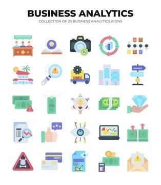 Collection of Business Analytics Icons. Data Analysis. Financial Reports. a.. Illustrazione stock