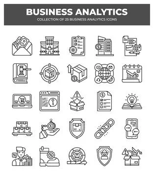 Collection of Business Analytics Icons. Data Analysis. Financial Reports. a.. Illustrazione stock