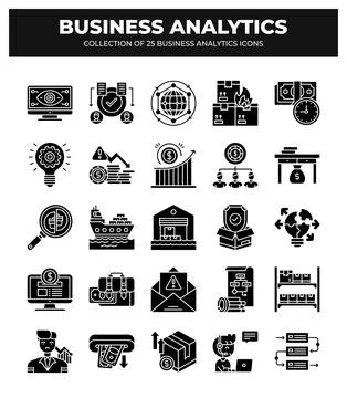 Collection of Business Analytics Icons. Data Analysis. Financial Reports. a.. Illustrazione stock