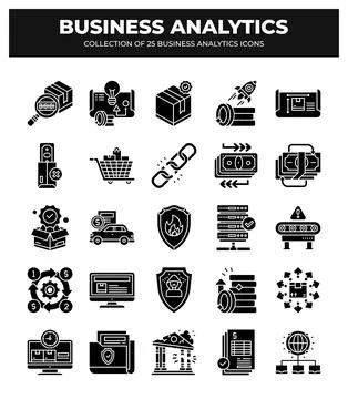 Collection of Business Analytics Icons. Data Analysis. Financial Reports. a.. Illustrazione stock