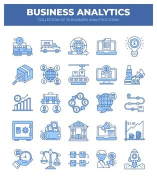 Collection of Business Analytics Icons. Data Analysis. Financial Reporting... Stock Illustration