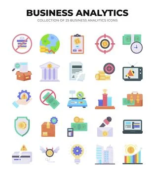 Collection of Business Analytics Icons. Data. Finance. and Marketing Insights Stock Illustration