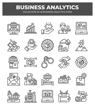 Collection of Business Analytics Icons. Data Analysis. Financial Reports. a.. Illustrazione stock