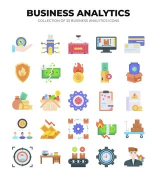 Collection of Business Analytics Icons. Data Analysis. Financial Reports. M.. Illustrazione stock