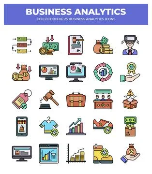 Collection of Business Analytics Icons. Data Analysis. Financial Reports. a.. 스톡 일러스트