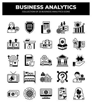 Collection of Business Analytics Icons. Data Analysis. Financial Reports. a.. Stock Illustration