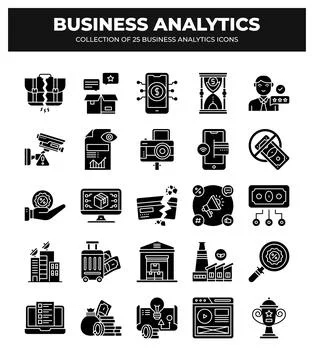 Collection of Business Analytics Icons. Data Analysis. Financial Reports. a.. Illustrazione stock
