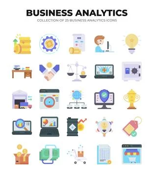 Collection of Business Analytics Icons. Data Analysis. Financial Reports. a.. Stock Illustration