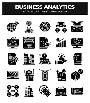 Collection of Business Analytics Icons. Data Analysis. Financial Reports. a.. Stock Illustration