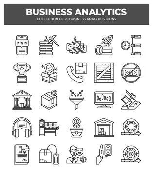 Collection of Business Analytics Icons. Data Analysis. Financial Reports. a.. Illustrazione stock