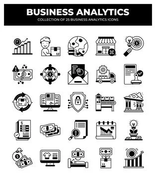 Collection of Business Analytics Icons. Data Analysis. Financial Reports. a.. Stock Illustration