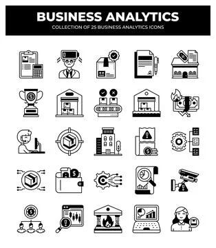 Collection of Business Analytics Icons. Data Analysis. Financial Reports. a.. Illustrazione stock
