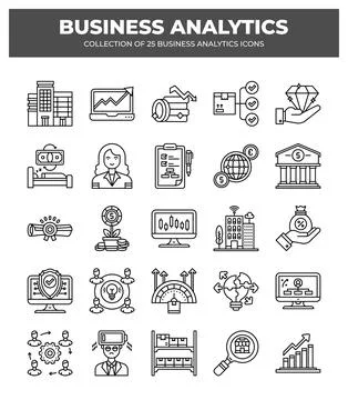 Collection of Business Analytics Icons. Data Analysis. Financial Reports. a.. Stock Illustration