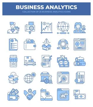 Collection of Business Analytics Icons. Data Analysis. Financial Reports. a.. Stock Illustration