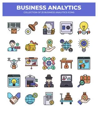 Collection of Business Analytics Icons. Data Analysis. Marketing. and Busin.. イラスト素材