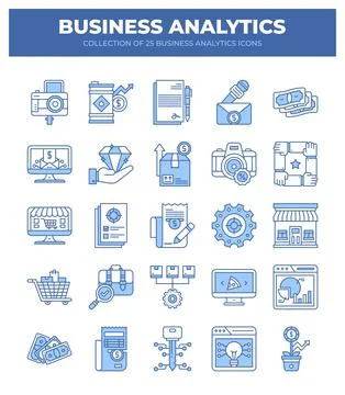 Collection of Business Analytics Icons. Data Analysis. Marketing. Finance. .. Stock Illustration
