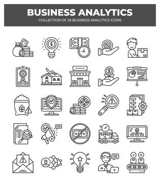 Collection of Business Analytics Icons. Data Analysis. Financial Reports. a.. Illustrazione stock