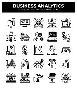 Collection of Business Analytics Icons. Data Analysis. Financial Reports. M.. Stock Illustration