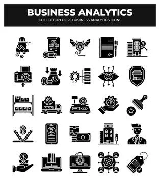 Collection of Business Analytics Icons. Data Analysis. Financial Reports. a.. Stock Illustration