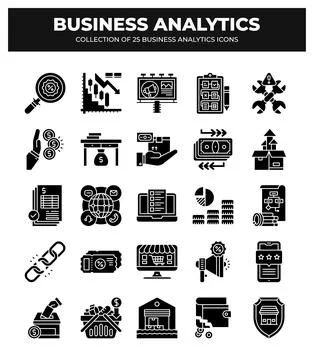 Collection of Business Analytics Icons. Data Analysis. Marketing. Finance. .. 스톡 일러스트