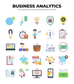 Collection of Business Analytics Icons. Data Analysis. Financial Reports. a.. Illustrazione stock