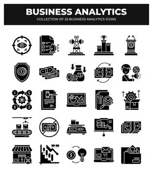 Collection of Business Analytics Icons. Data Analysis. Financial Reports. a.. Stock Illustration