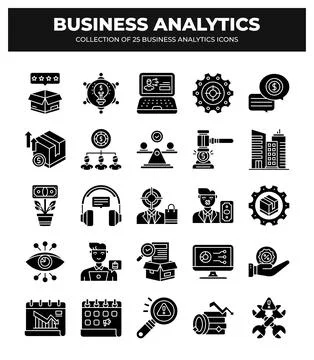 Collection of Business Analytics Icons. Data Analysis. Financial. Market Re.. Stock Illustration