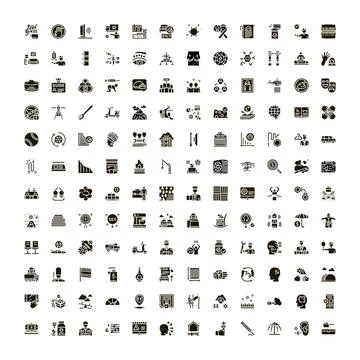 Collection of business and internet interface glyph icons Stock Illustration