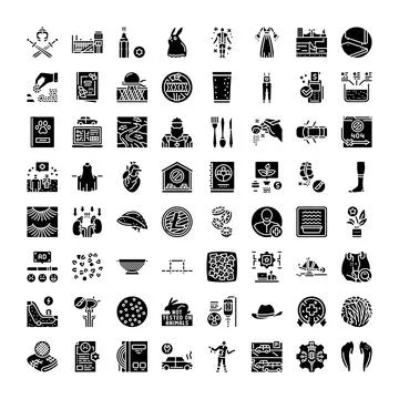 Collection of business and medical solid icons Stock Illustration