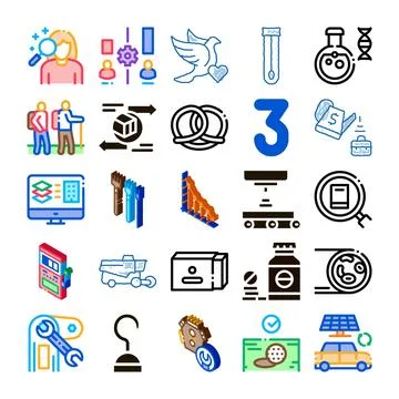 Collection of business and science process icons 스톡 일러스트