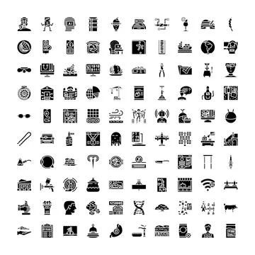 Collection of business and technology flat icons 스톡 일러스트