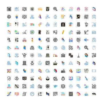 Collection of business and technology interface icons Stock Illustration
