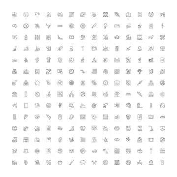 Collection of business and technology interface line icons 스톡 일러스트