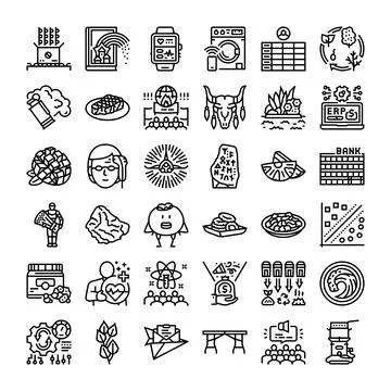 Collection of business and technology interface vector icons Illustrazione stock