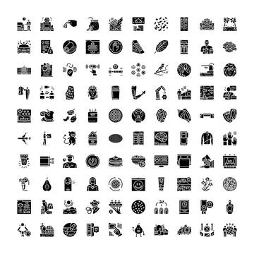 Collection of business and technology related glyph icons イラスト素材