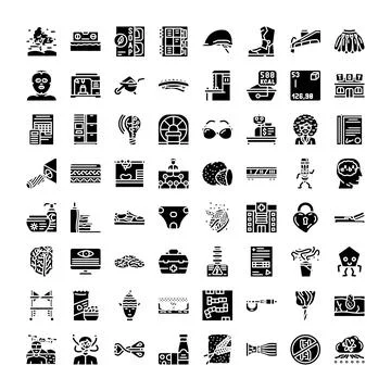 Collection of business and technology solid icons flat design 스톡 일러스트