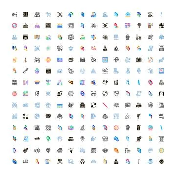 Collection of business and technology vector icons Stock Illustration