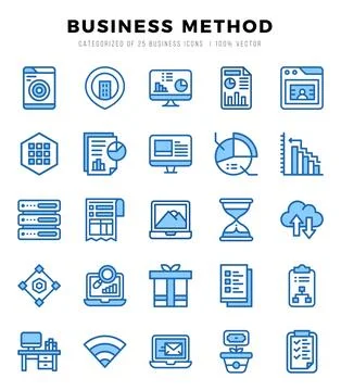 Collection of Business Method 25 Two Color Icons Pack. Stock Illustration
