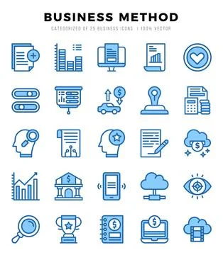 Collection of Business Method 25 Two Color Icons Pack. Stock Illustration